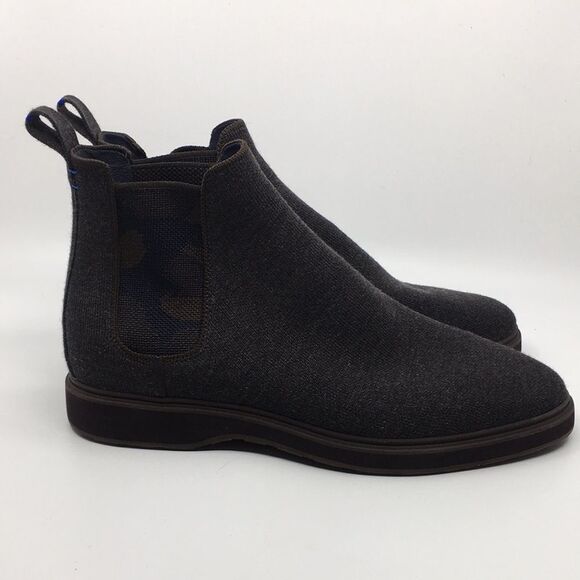 Rothy's The Chelsea Charcoal Gray Brown Knit Merino Wool Blend Ankle Boot 11.5 - Picture 1 of 17